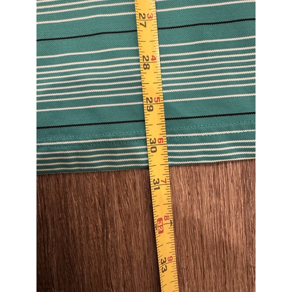 Fennec Golf Polo‎ Shirt Men Green Stripe White - L - Picture 7 of 8